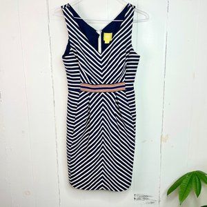 Maeve Anthropologie Miltred Navy & White Striped Dress, size 4P